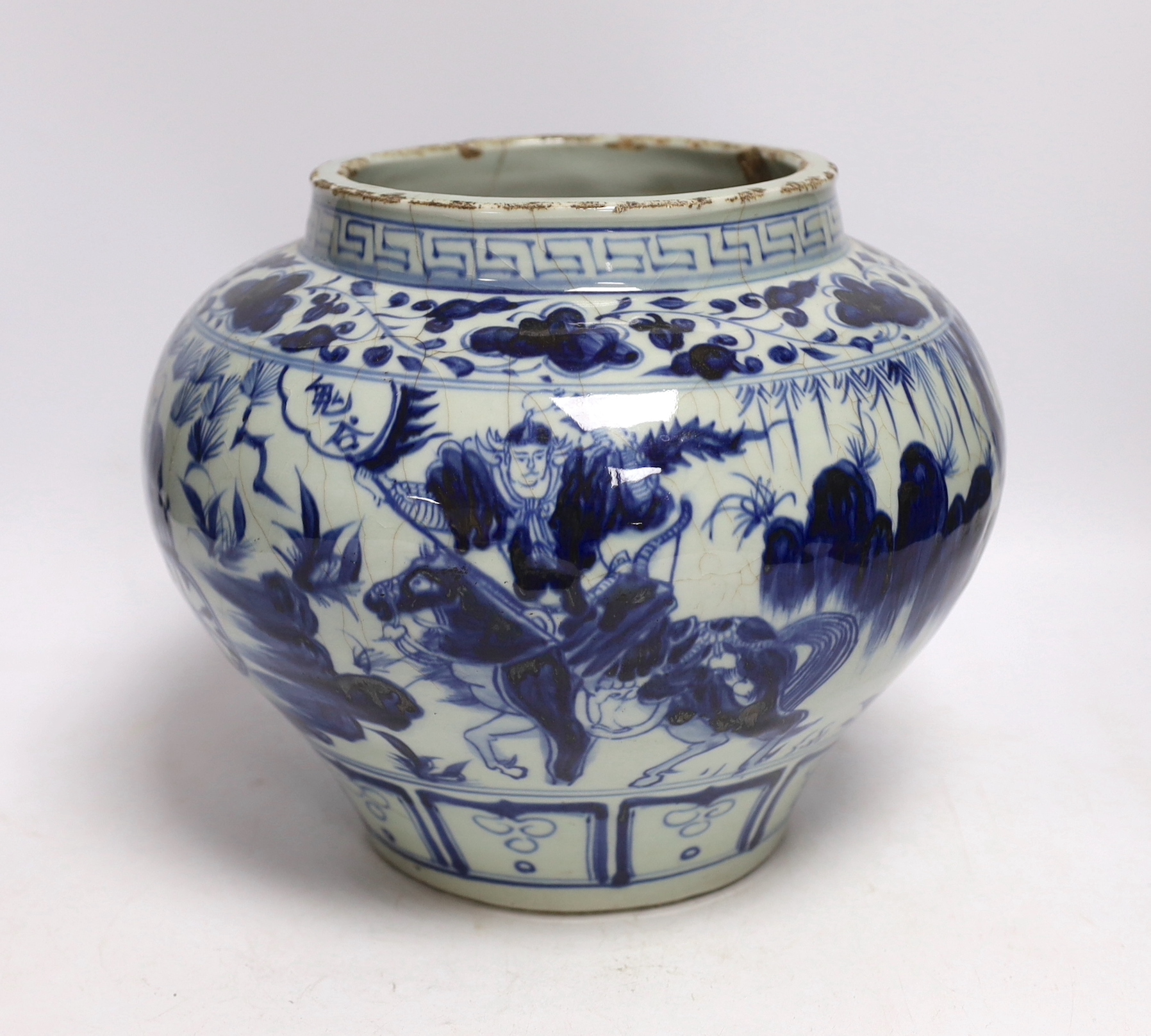 A Chinese blue and white bowl in Ming style, 22cm